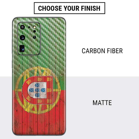 Portuguese Flag Dark Wood Galaxy S20 Ultra 5G Skin